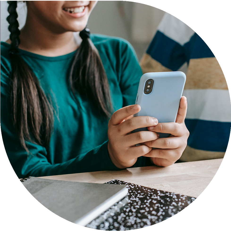 Student using their own device in the classroom
